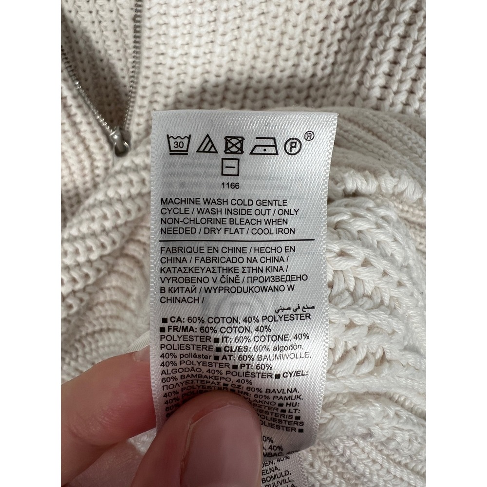 Athleta Ivory Shaker Knit Quarter Zip Pullover Sweater Coastal Preppy Small - Picture 5 of 6